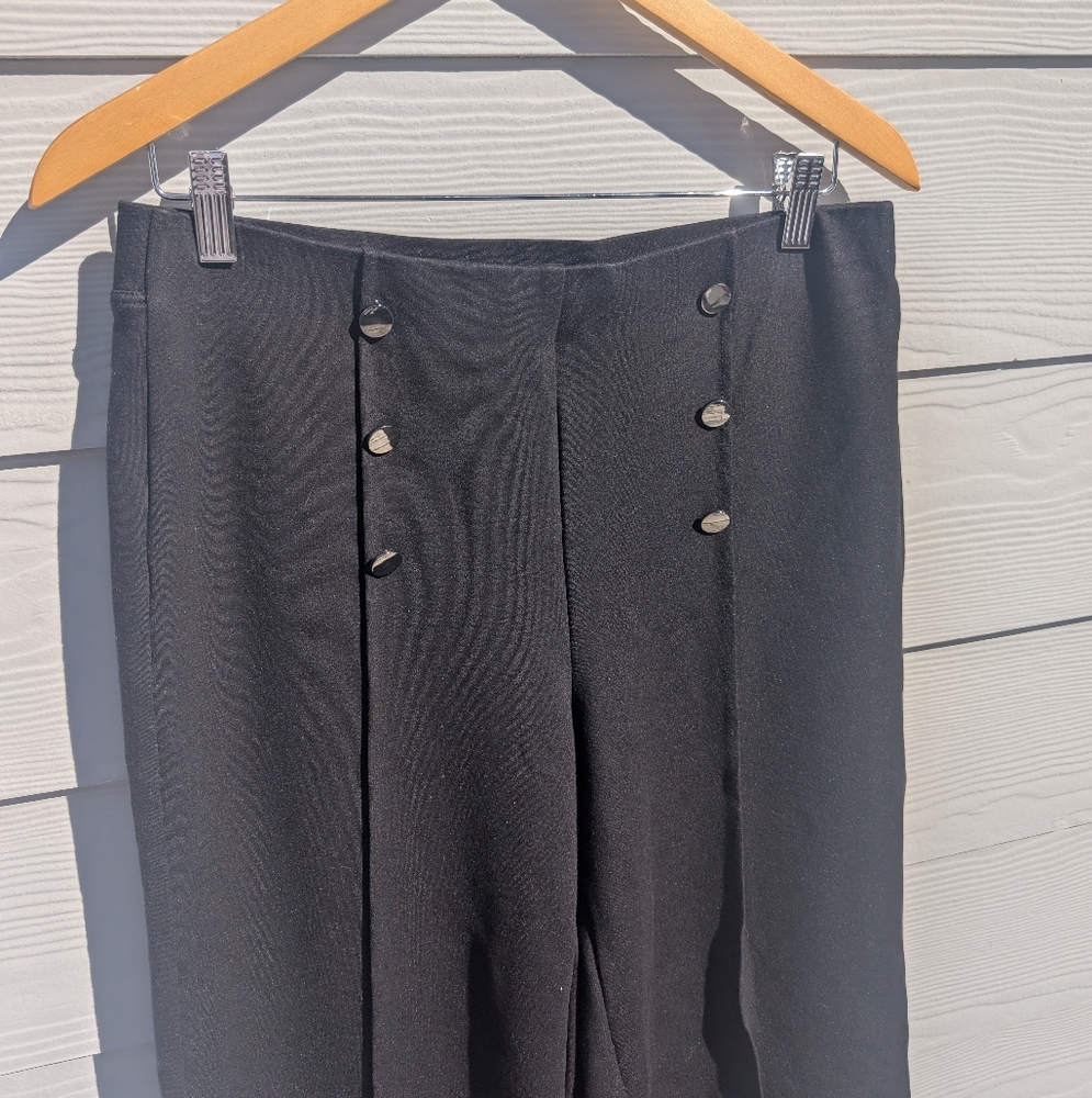 SOLD Halara Pants Size L High Waist Wide Leg Black Pockets Buttons Slim Flare - Picture 9 of 11